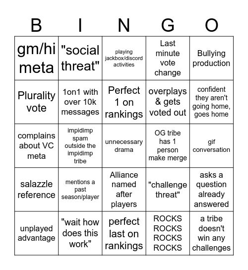 SmORGon Season Bingo Card