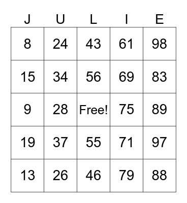 HAPPY BIRTHDAY Bingo Card