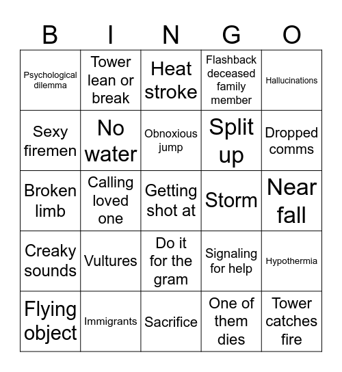 Fall movie Bingo Card