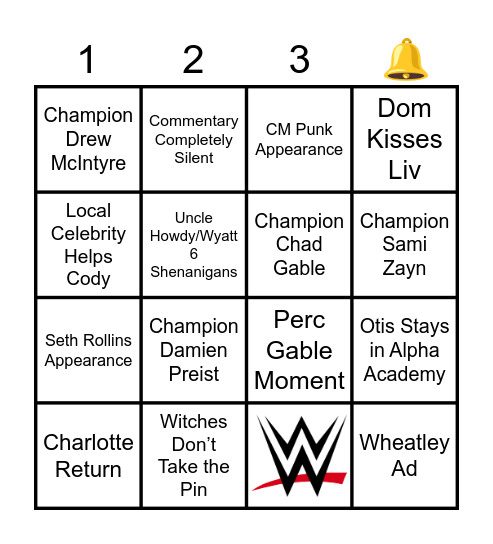 Clash At The Castle PLE Bingo Card