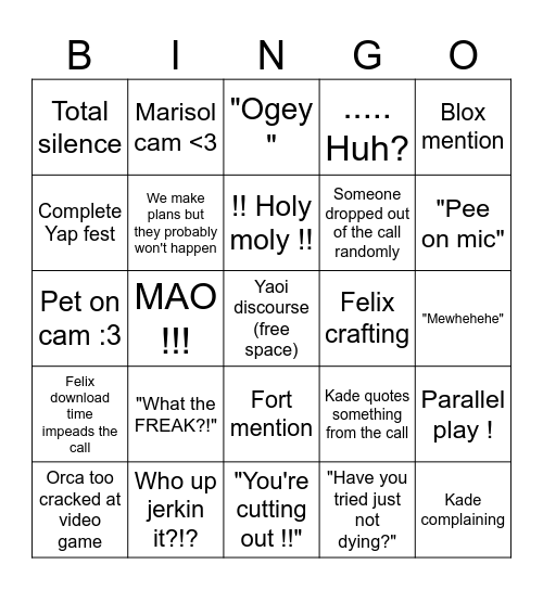 Fart club call bingo Card