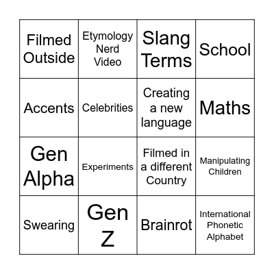 E Bingo Card