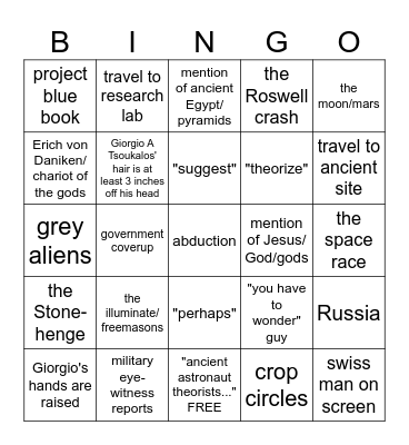 Ancient Aliens BINGOOOO Bingo Card