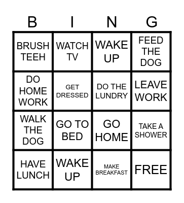 DAILY ROUTINE VERBS Bingo Card