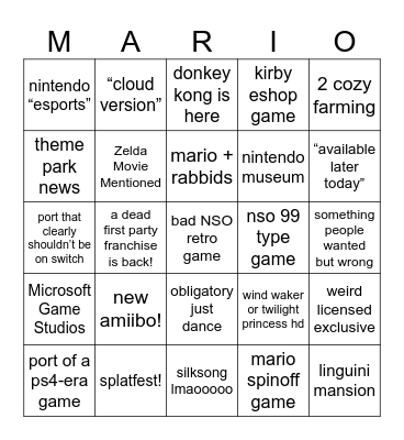 june 2024 nintendo direct Bingo Card