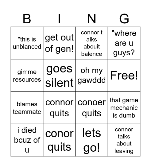 conor bingo Card