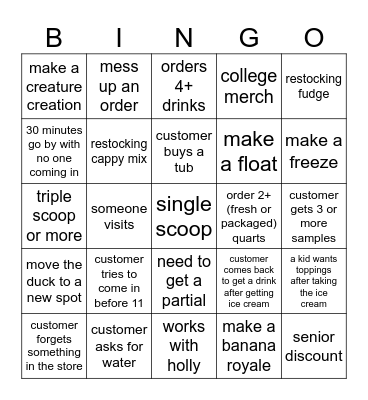 6/15/2024 morning shift Bingo Card