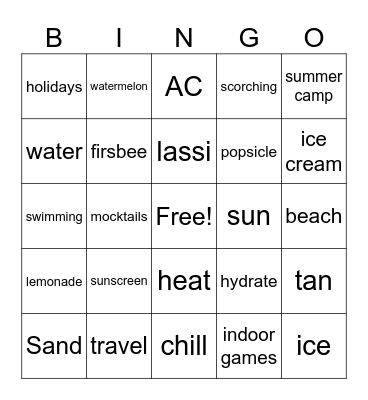 Summer Bingo Card