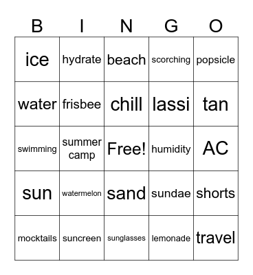 summer bingo Card