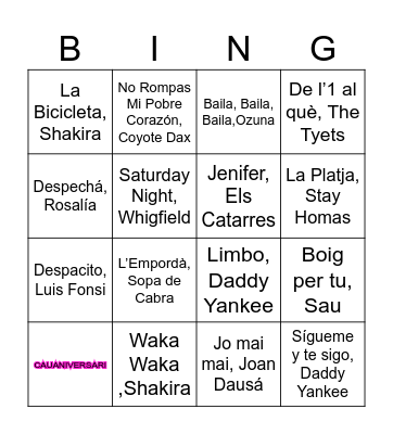 CauAniversari Bingo Card