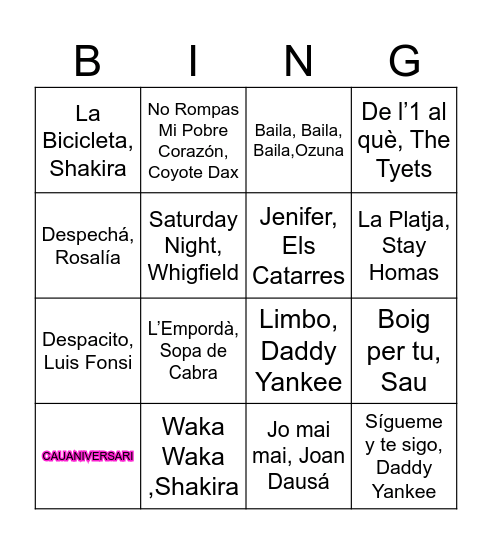 CauAniversari Bingo Card