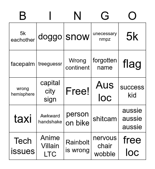 Geo Regionals Bingo Card