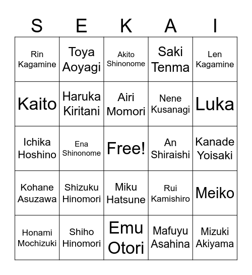 Project Sekai Bingo Card