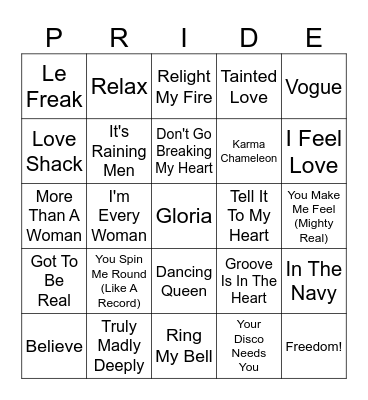 Musical Bingo - Pride Edition! Bingo Card