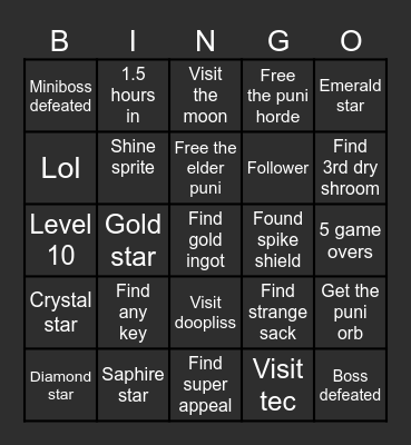 Paper Mario TTYD Extrem Randomizer Bingo Card