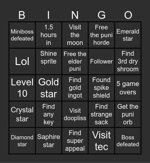 Paper Mario TTYD Extrem Randomizer Bingo Card