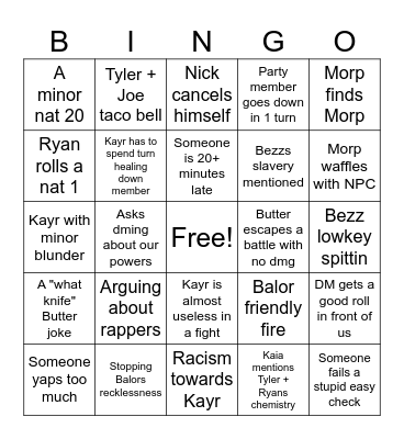 DND :) Bingo Card