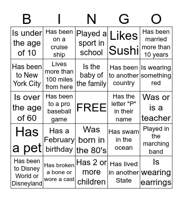 FIND SOMEONE WHO..... Bingo Card