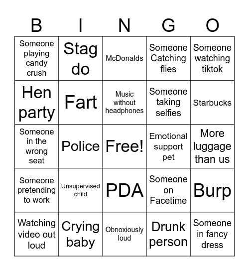 Boozy Train Bingo! Bingo Card