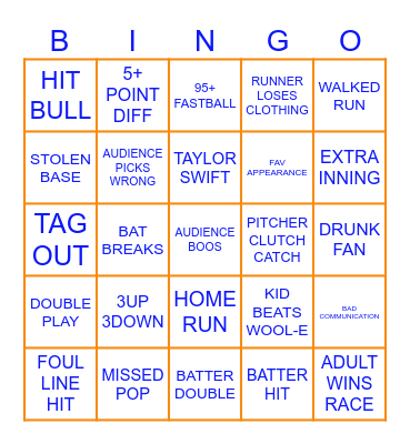 BASEBALL Bingo Card