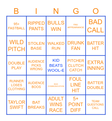 BASEBALL Bingo Card