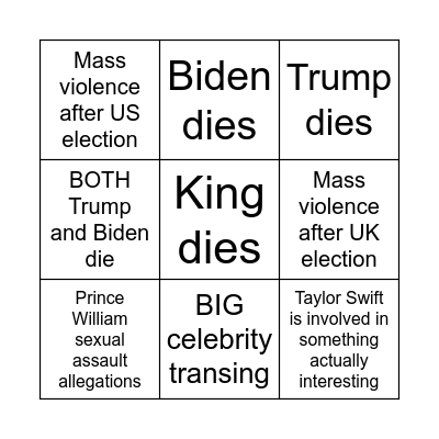 Next year 15/05/24 Bingo Card