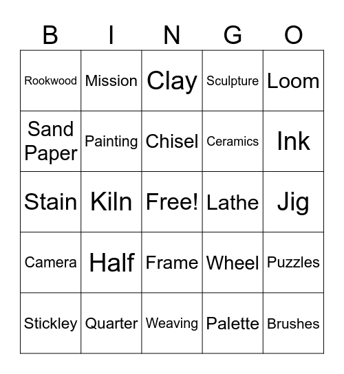 Arts & Crafts Camp Bingo Card