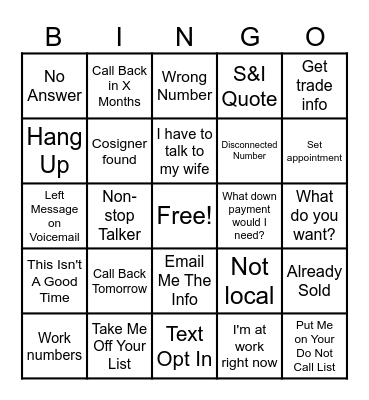 CALL DAY BINGO Card