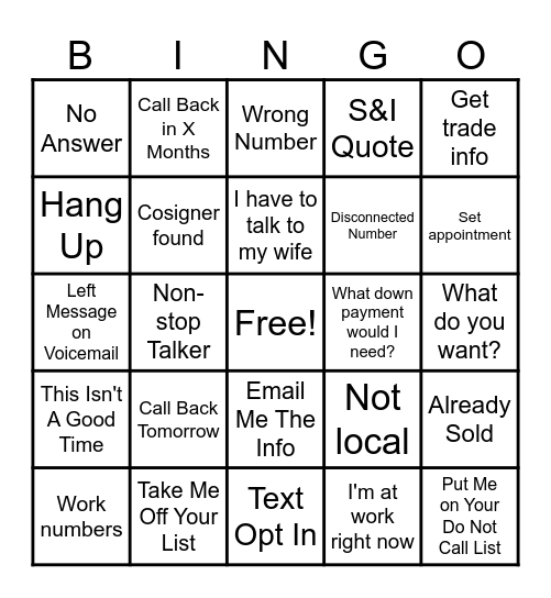 CALL DAY BINGO Card