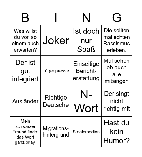 EM gucken mit Familie/Freunde bullshit Bingo Card