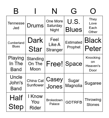 Dead & Co @ THE SPHERE  6.15.24 Bingo Card