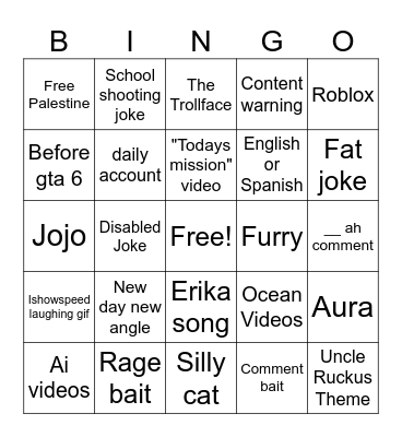 Sloppy Bingo Card