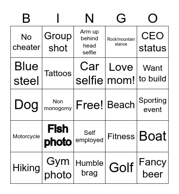 Online Dating Bingo Card