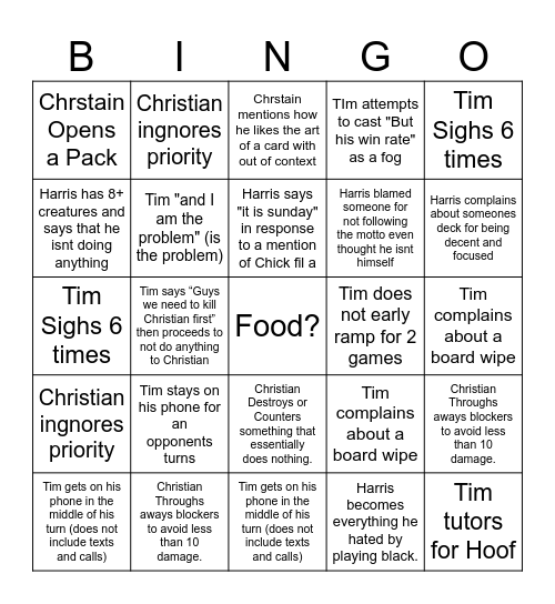 Meta Game Bingo Card