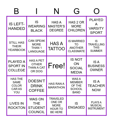 Find Someone Who.... Bingo Card