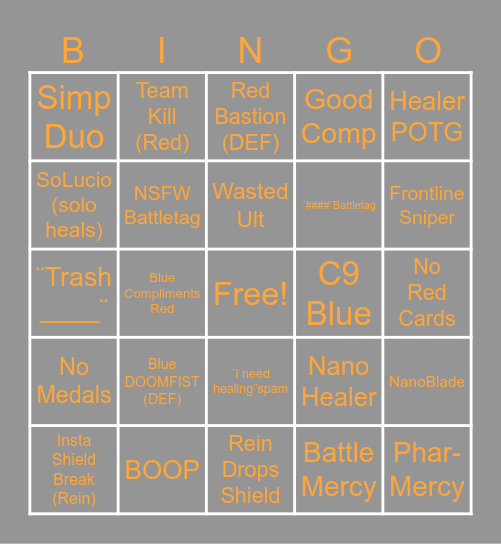 Overwatch Bingo Card