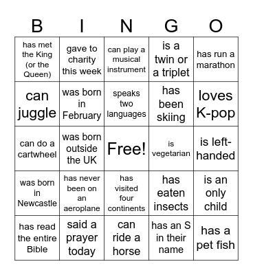 Find someone who... Bingo Card