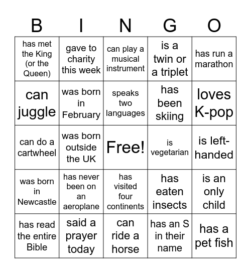 Find someone who... Bingo Card