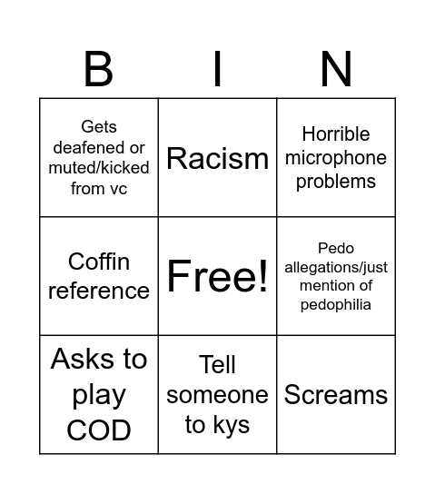 Grim Bingo Card