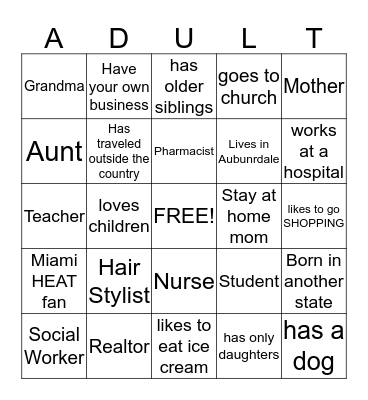 GIRL 2 GIRL MENTORING PROGRAM Bingo Card