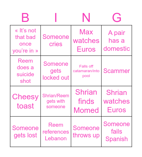 Spanish bingo Card