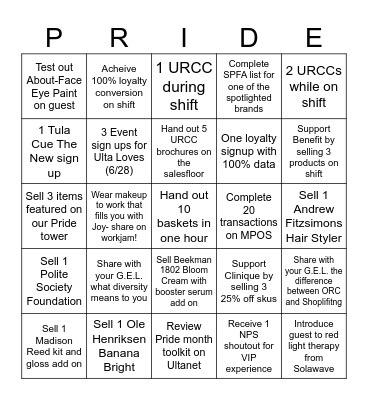 Pride Week Bingo Card