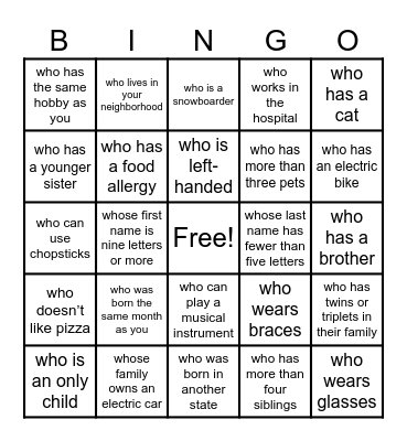 Find someone… Bingo Card