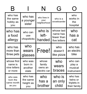 Find someone… Bingo Card