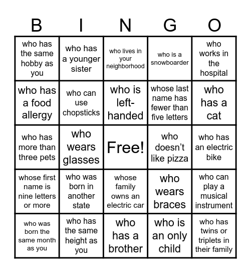 Find someone… Bingo Card