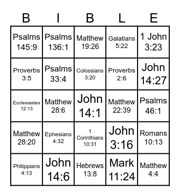 Bible Verse Bingo Card