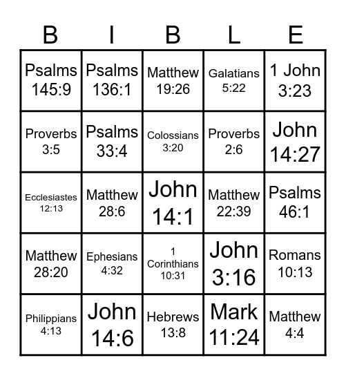 Bible Verse Bingo Card