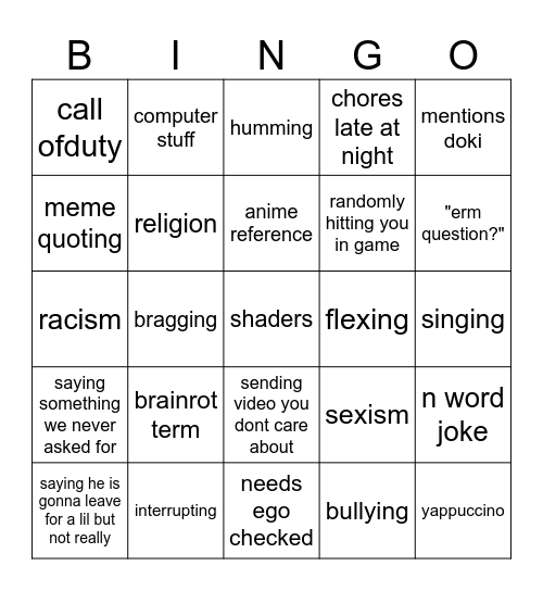 KRISPIES SAYINGS Bingo Card