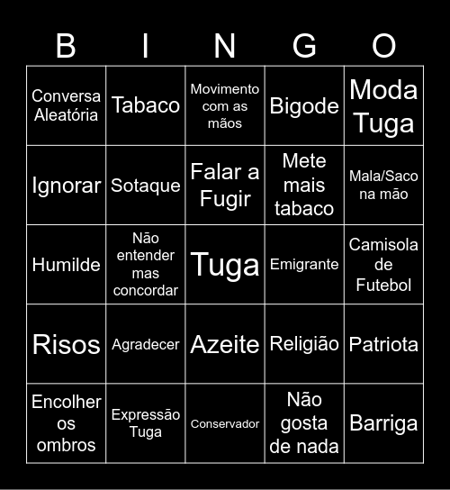 BINGO TUGA Bingo Card