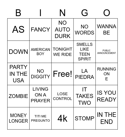 Jayden B-Day Bash Bingo Card